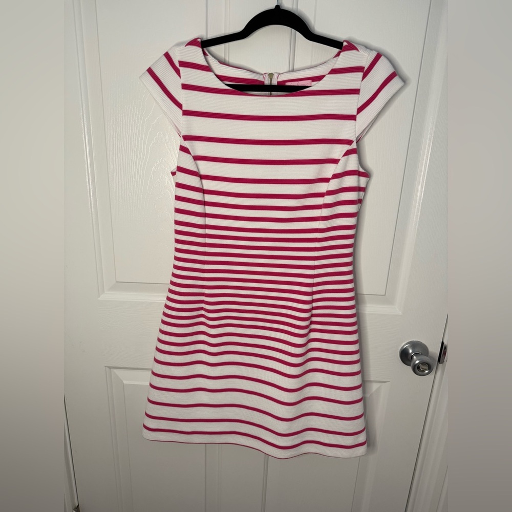 Lilly Pulitzer pink/white stripe Briella Dress- full zipper in back Size Medium